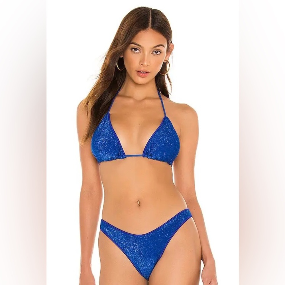 Lulifama shimmer Triangle Bikini Top Stardust (M)